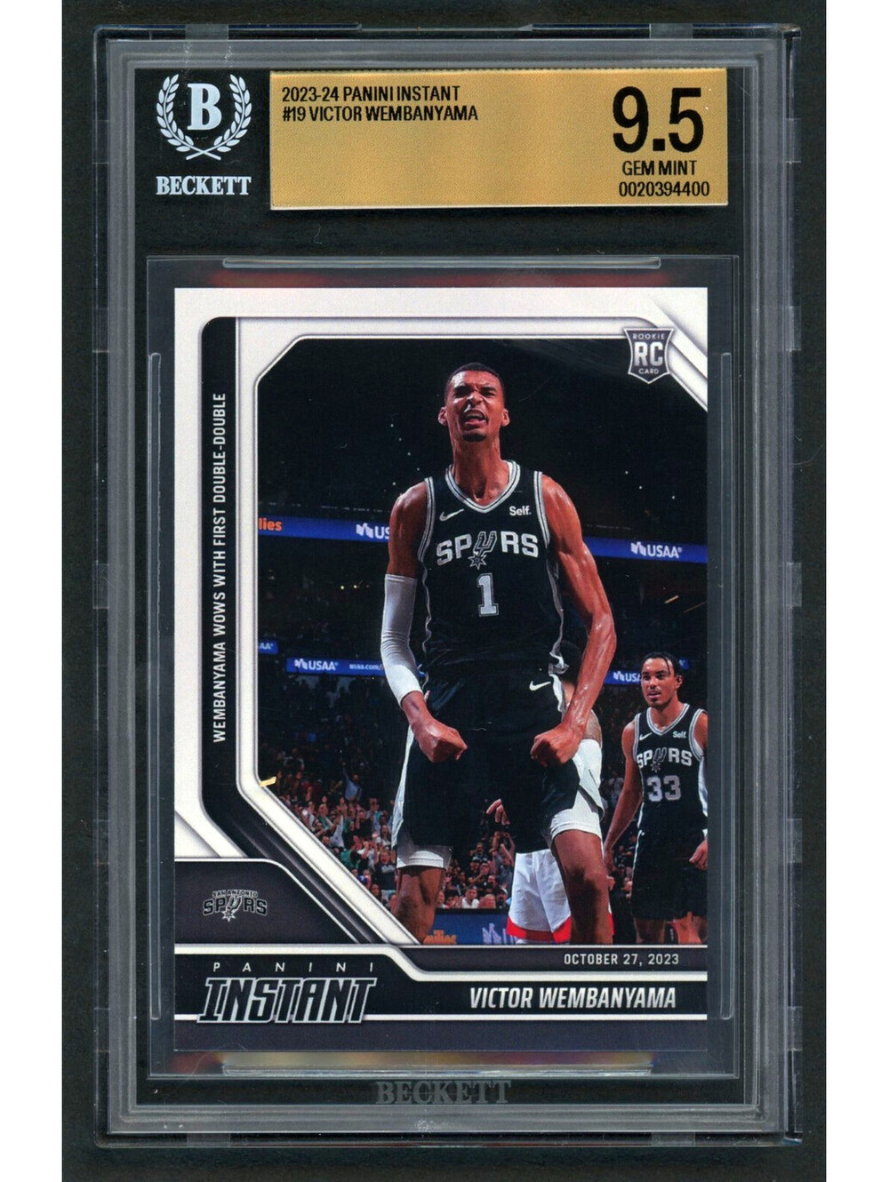 2023 Panini Instant NBA# 19 Victor Wembanyama Spurs Rookie (RC) BGS 9.5 Gem Mint